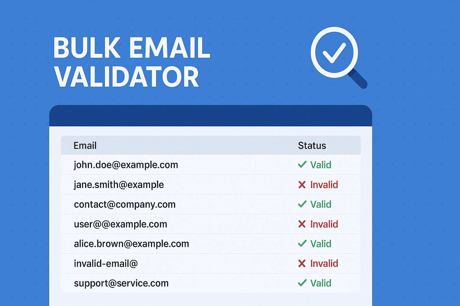 Realtime Bulk Email Validation Online Tool in Browser